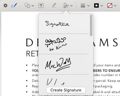 Add signature Mac
